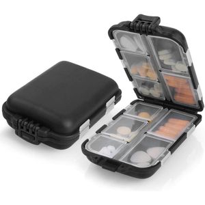 Pillendoos - Medicijn Organizer - Pillendoosje - Medicijn Doosje - Pil Box - Medicijndoos met Uitneembare Doosjes - BPA-vrij - Valbestendig Veilig - Opbergdoos - Geschikt Voor onderweg - Sterke vergrendeling - Verzegeld - Zwart - Transparant