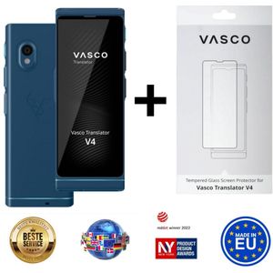 Vasco Translator V4 Cobalt Blue + Vasco Screen Protector - taalvertaler nr 1 ter wereld - foto's en tekstvertaling - stemvertaling - werkt in bijna 200 landen