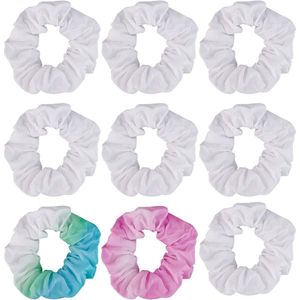 Katoenen Scrunchies - 15 Stuks Naadloze Paardenstaart Houders - Haarbanden voor Tie Dye - Wit. .