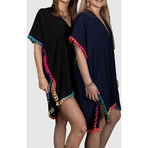 Kaftan Bodrum - Zwart - One size - Strandkleding - Pareo - Kimono strand - Tuniek