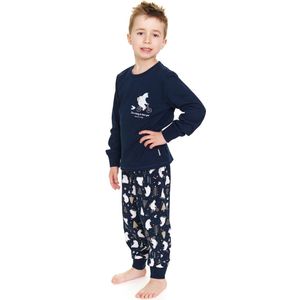 Doctor Nap Jongens Meisjes Pyjama Lange Mouw Lange Broek Winter Kerst Matching Gezin Familie Lucky Navy Blue PDU.5264 122/128