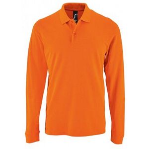 SOLS Heren Perfecte Lange Mouw Pique Polo Shirt (Oranje)