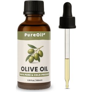 PureOil - Olijf Olie - 100ml - Olijfolie Extra Vierge - 100% Puur & Vegan - Koudgeperst - Voor Haar | Huid | Gezicht | Scalp | Nagels - Haarolie - Incl. Ebook - Sinterklaas Cadeautjes - Black Friday Deals 2025
