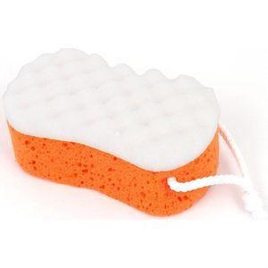 Spons Douche Bad Spa Lichaamsscrub Reinigingspuff Oranje Wit - Zachte Exfoliatie