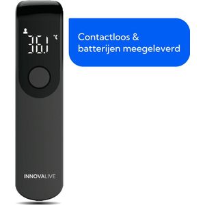 InnovaLive Koortsthermometer - Digitale Thermometer voor Volwassenen & Baby's - Temperatuurmeter - Contactloos - Zwart
