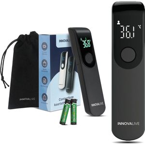 InnovaLive Koortsthermometer - Digitale Thermometer voor Volwassenen & Baby's - Temperatuurmeter - Contactloos - Zwart