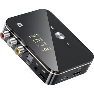 DrPhone DBR5 – 2-in-1 NFC Bluetooth 5.0 Adapter – Zender & Ontvanger – AUX / RCA / Optisch / Coaxiaal – USB & MicroSD – Voor TV, PC, Auto & Speakers