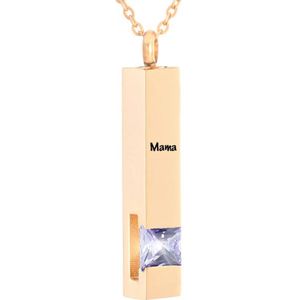 Luxe Ashanger | Met Ketting En Gravering | Mama | Assieraad | Rosegoudkleurig Met Licht Paarse Steen | As Ketting | Gedenksieraad | Urn | Incl. As vuller