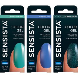 Sensista Wavy Wonders Set - Color Gel - Gellak Voordeelset - Blauw - Groen - Gel nagellak voor LED lamp - 3 stuks