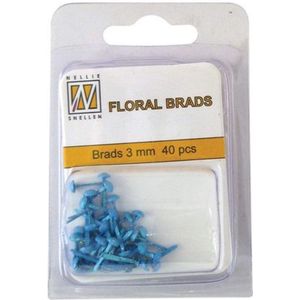 Nellie Snellen Floral Glitter Brads 3mm - 40stuks - Blue