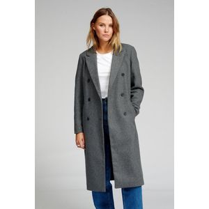 Clasic Wool Coat - Klassieke Wollen Jas Dames - ZDonkergrijs Gemêleerd