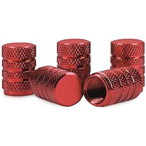 5x Auto Ventieldopjes - Metalen Ventieldoppen in Rood - Geschikt voor Fiets en Motor