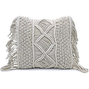 Lavandoux - Macramé Kussen - Bohemian - 40x40 cm - Crème