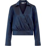 WE Fashion - Blouse - Donkerblauw - Regular Fit - Viscose