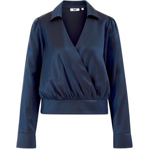 WE Fashion - Blouse - Donkerblauw - Regular Fit - Viscose
