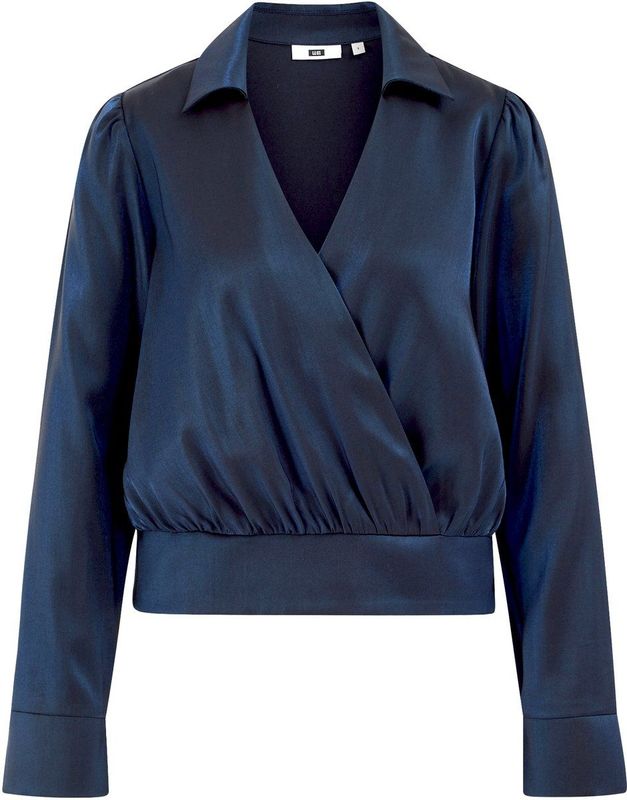 WE Fashion - Blouse - Donkerblauw - Regular Fit - Viscose