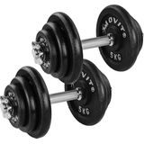 MOVIT® Dumbellset 40 kg - 2 x 20 kg - Halterset - Gietijzer - Zwart - 30 mm