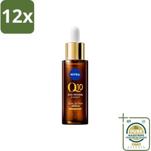 NIVEA - Gezichtsserum - Q10 Dubbele Werking Anti-Rimpel - Dubbele werking - Vermindert & voorkomt rimpels - 30 ml - Voordeelverpakking - 12 stuks - Rimpelvermindering - Anti-aging serum