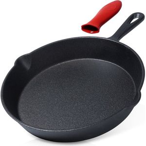 Koekenpan Gietijzeren met Siliconen Handvat CAST LINE 25 cm - Multifunctionele Pan voor Vlees - Groenten