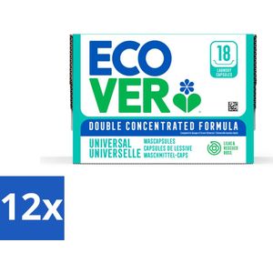 Ecover - Wascapsules - Universal - Lilac & Rescued Rose - 18 Capsules - Voordeelverpakking - 12 stuks