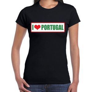 I love Portugal landen t-shirt zwart  dames - Portugal landen shirt / kleding - EK / WK / Olympische spelen outfit XL