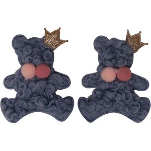 Jessidress® Haarclips Haarspeldjes Chique Haarclip Meisjes Haarspelden met wol en pailletten - Blauw