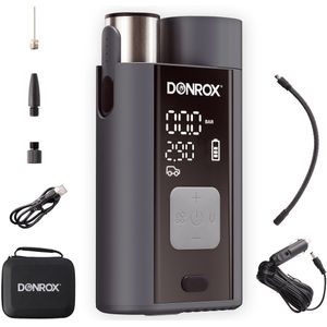 Donrox - Ride A924 - Luchtcompressor - Verwisselbare Accu - 12V Aansluiting - Bandenpomp Auto Camper Fiets