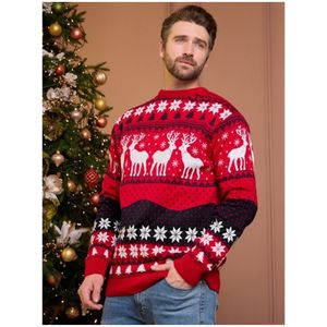 SUNMOOL Gebreide Kersttrui - Heren trui - Warme trui - Christmas Sweater - Rood - Heren - Maat : XL