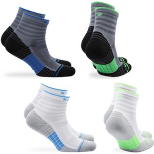 Norfolk - 4 Paar - Naadloos Anti Blaren Sportsokken met Zone Demping - Anti Bacterieel Wielrensokken - Snel Drogen Hardloopsokken - Sportsokken Dames Heren - Tennissokken - Zwart/Wit - 39-42 - Cheetah