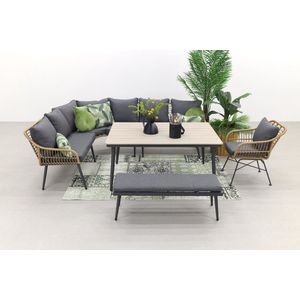 Garden Impressions Margriet lounge dining set met stoel - Naturel - 7 delig