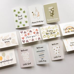 12x hippe gekleurde kaartjes (A6 formaat) - kaartjes om te versturen - kaartenset - kaartjes blanco - kaartjes met tekst - wenskaarten