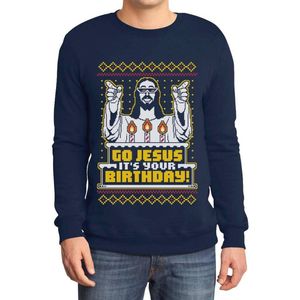 Lelijke kersttrui voor heren - Go Jezus It's Your Birthday sweatshirt