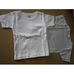 Petit Bateau - 2 pack - Onderhemd - T shirt korte mouw - Vliegtuig - 2 jaar 86