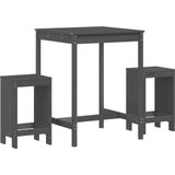vidaXL - 3-delige - Tuinbarset - massief - grenenhout - grijs
