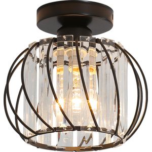 Goeco plafondlamp - 19*18cm - Mini - kristallen - E27 - voor keuken eetkamer slaapkamer hal entree - zwart - Lamp Niet Inbegrepen