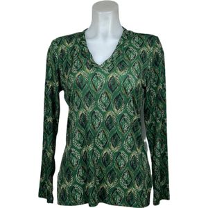 Angelle Milan – Travelkleding voor dames – Groene glamour blouse – Ademend – Kreukvrij – Duurzame Jurk - In 5 maten - Maat XL