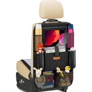 Autoorganisator Autostoel Organizer 4e generatie Verbeterde Car Organizer Achterbank voor maximaal 10,5 tablet, 9 zakken, Kids Toy Storage, Waterbestendig Achterbank Protector (Zwart, 1 PC)