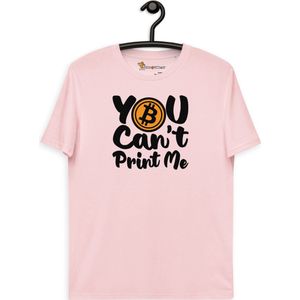 You Can`t Print Me Bitcoin T-shirt - Unisex - 100% Biologisch Katoen - Kleur Roze - Maat S | Bitcoin cadeau| Crypto cadeau| Bitcoin T-shirt| Crypto T-shirt| Crypto Shirt| Bitcoin Shirt| Bitcoin Merch| Crypto Merch|Bitcoin Kleding