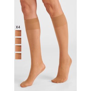 Damart - Set van 4 paar kniekousen in mousse 20D. - Dames - Beige - 36/37