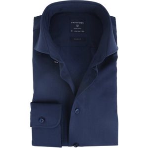 Profuomo slim fit overhemd - fine twill - marine blauw - Strijkvrij - Boordmaat: 43