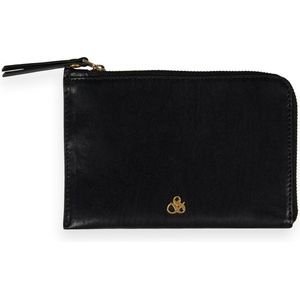 SCOTCH & SODA Leren Kaarthoes Identiteitskaarthoesje Zip Travel Wallet Black Zwart