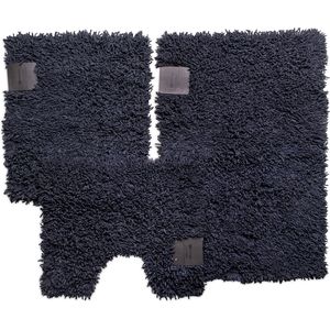Wicotex - Badmat set - Badmat -Toiletmat - Bidetmat Pure Excellent Antraciet - Antislip onderkant - WC mat met uitsparing