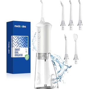 Draadloze Waterflosser voor Tandenreiniging en Tandheelkundige Zorg - Met 4 Spuitmonden, Aangepaste Flosdruk, IPX7 Waterdicht en Oplaadbaar voor Thuis en Reis