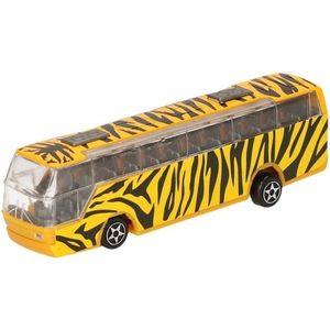 Een Bus Speelgoedauto Geel met Een Zebra Print 14 cm