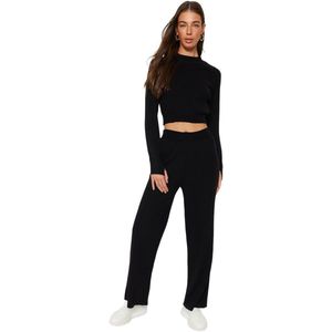 Trendyol Mintkleurige Cropped Geribbelde Vinger-Gedetailleerde Gebreide Ondertopset Twoaw24Au00014