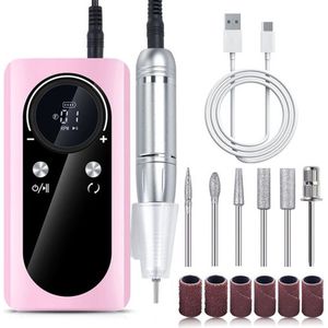 Elektrische Nagelvijl - 45000 RPM - Draadloos - 6 Bitjes - Roze