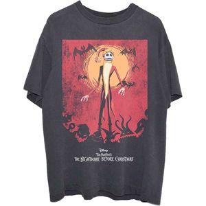 Disney The Nightmare Before Christmas - Jack Orange Sun & Logo Unisex T-shirt - S - Zwart