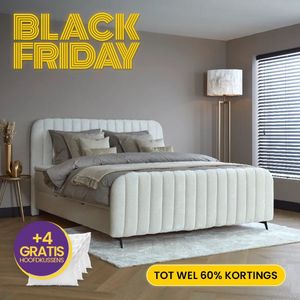 Boxspring bed met opbergruimte - 160x200 cm - Gebroken Wit - Opbergbed - Salva Inclusief matras en topper