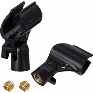 Allecto plus - Universele Microfoonhouders 2 Stuks Zwart | Verstelbare Microfoonklem | Microfooncliphouder met Schroefadapter | Geschikt voor Microfoonstandaard