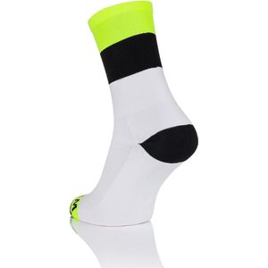 Winaar Fietssokken Zomer Unisex Wit Zwart met Fluo Accent - BWF - 45-46